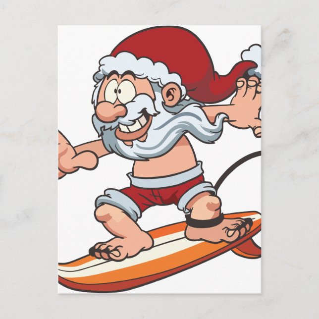 Santa Surfing Feiertagspostkarte (Vorderseite)