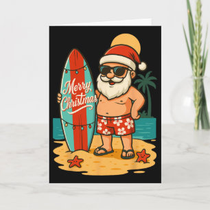 Santa surft am hawaiianischen Strand Weihnachten i Karte