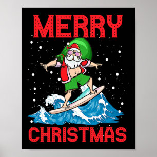 Santa surft eine gnarfy Welle Kids Jugend Surfer H Poster