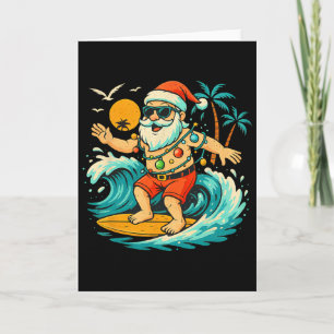 Santa surft Sommer Strandlichter Weihnachten im Ju Karte