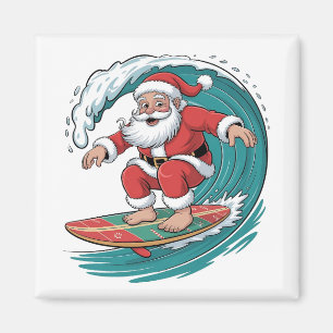 Santa Surft Weihnachten Surf X-mas Festive Feierta Magnet