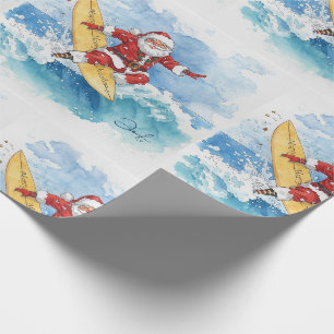 Santa surft Weihnachtsferien Geschenkpapier