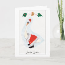 Santa Swan Weihnachtskarte