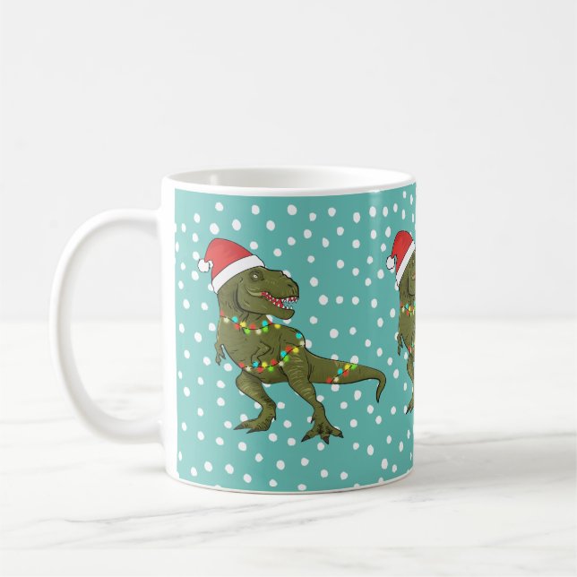 Santa T-Rex Dinosaur Weihnachten Weihnachten Weihn Kaffeetasse (Links)
