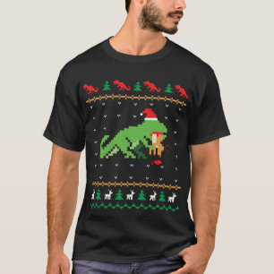 Santa T-Rex Eating Reindeer Dinosaur Ugly Christma T-Shirt