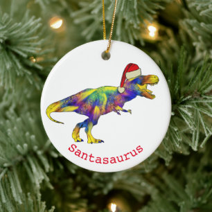 Santa T. rex Funny Dinosaur Keramik Ornament