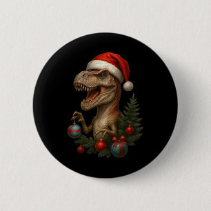 Santa T-Rex Weihnachten Lustiger Dinosaurier Feier Button