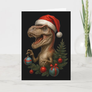 Santa T-Rex Weihnachten Lustiger Dinosaurier Feier Karte