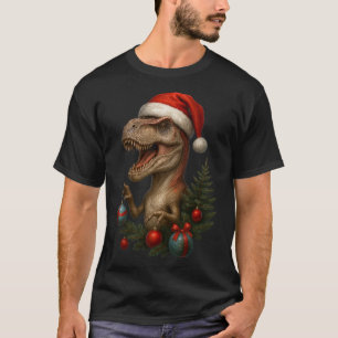 Santa T-Rex Weihnachten Lustiger Dinosaurier Feier T-Shirt