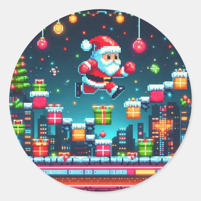 Santa T - Shirt Runder Aufkleber (Vorderseite)
