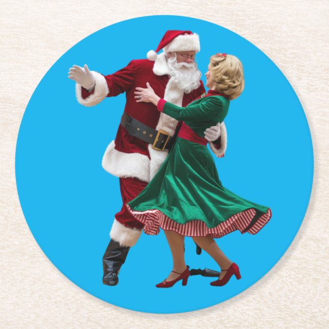 Santa-Tanz-Papier-Untersetzer Runder Pappuntersetzer (Vorderseite)