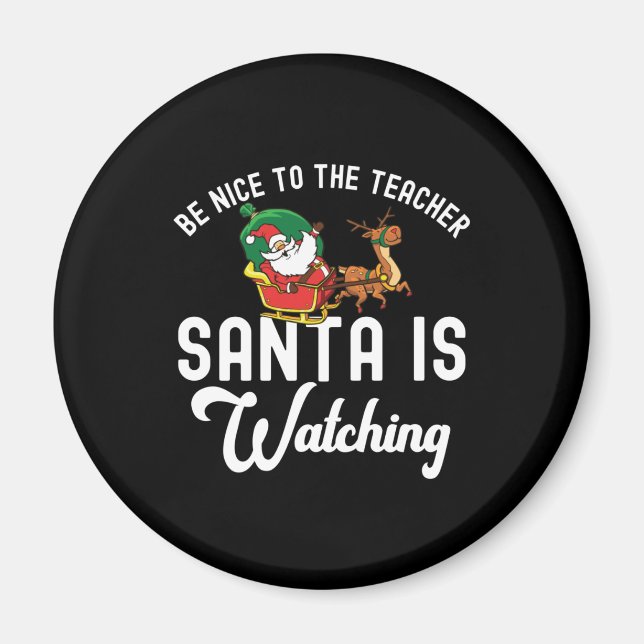 Santa Teacher - Weihnachtsgeschenk - Funny Reindee Magnet (Vorne)