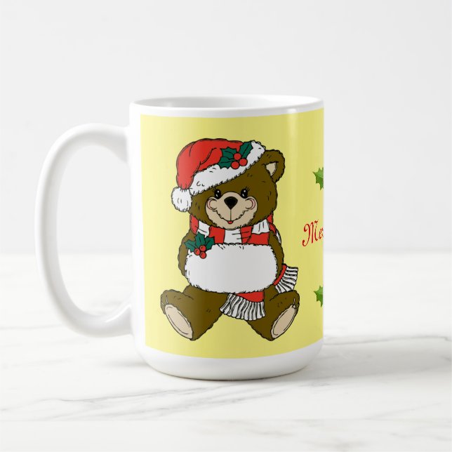 Santa Teddy Bear Weihnachtsmann Art Kaffeetasse (Links)