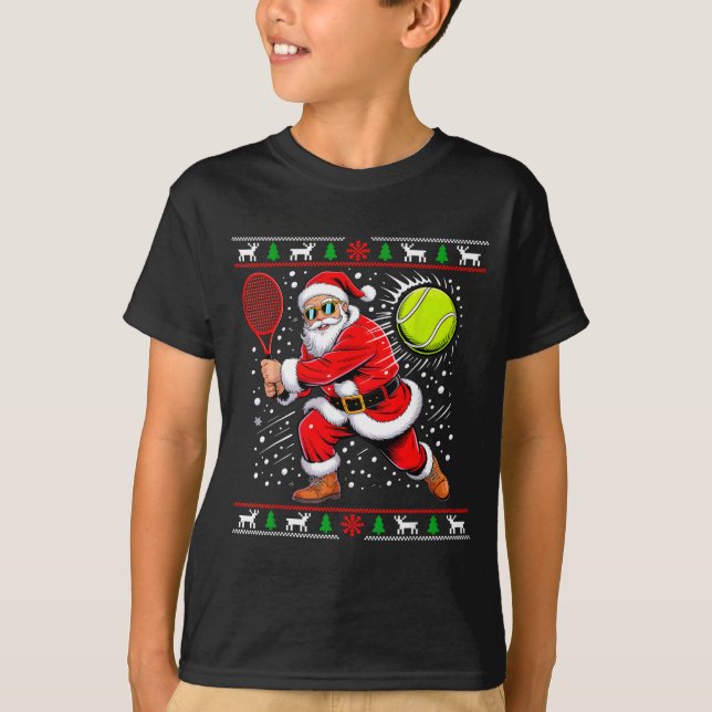 Santa Tennis Player Christmas Xmas Funny Holiday M T-Shirt (Vorderseite)
