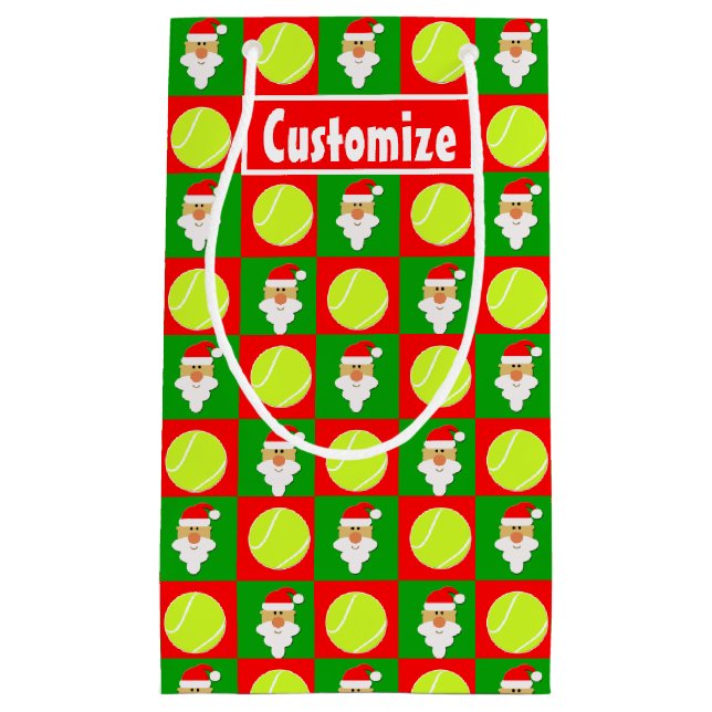 Santa Tennis Player Individuelle Name / Text Weihn Kleine Geschenktüte (Vorderseite)