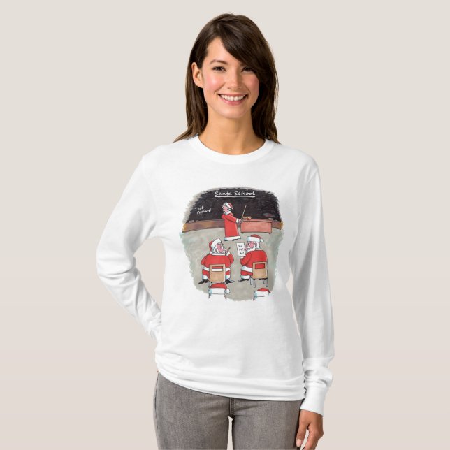 Santa Test Frauen weißer, langärmeliger T - Shirt (Vorne ganz)