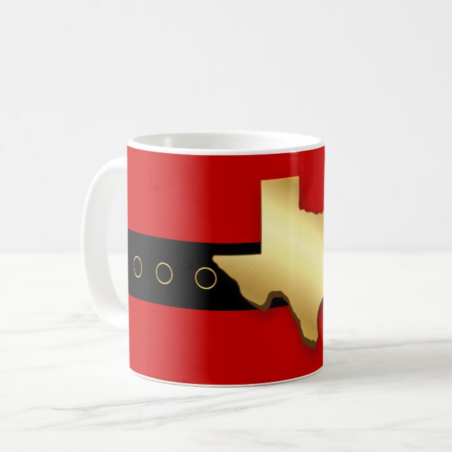 Santa Texas Belt Buckle Christmas Kaffeetasse (Vorderseite Links)