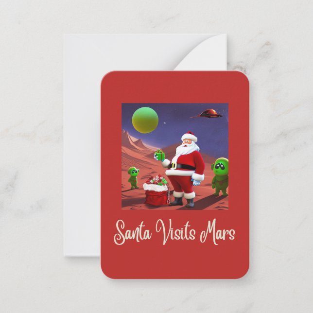 SANTA & THE AUSSERIRDISCHEN, Funny Holiday Card Mitteilungskarte (Vorderseite)
