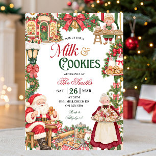 Santa-Themen-Milch-und-Kekse-Weihnachtsfeier Einladung