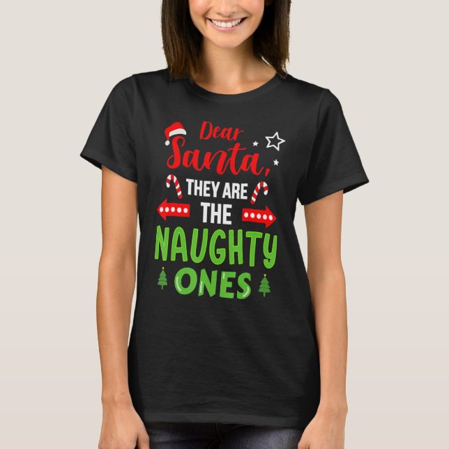 Santa they Naughty Family Cousin Brother Sister Ch T-Shirt (Vorderseite)