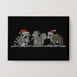 Santa-Tiere Weihnachten Dummer Waschbär Opossum Ei Button