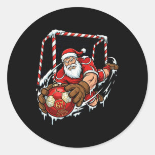 Santa Torwart 67 Fußball Ll Weihnachten Lustig Spo Runder Aufkleber