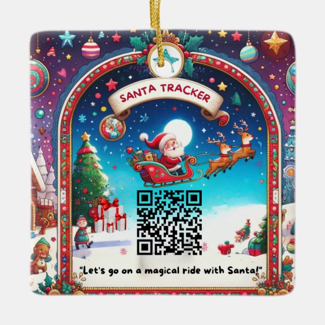 Santa Tracker QR Code Platz Weihnachtsdekoration Keramikornament (Vorderseite)