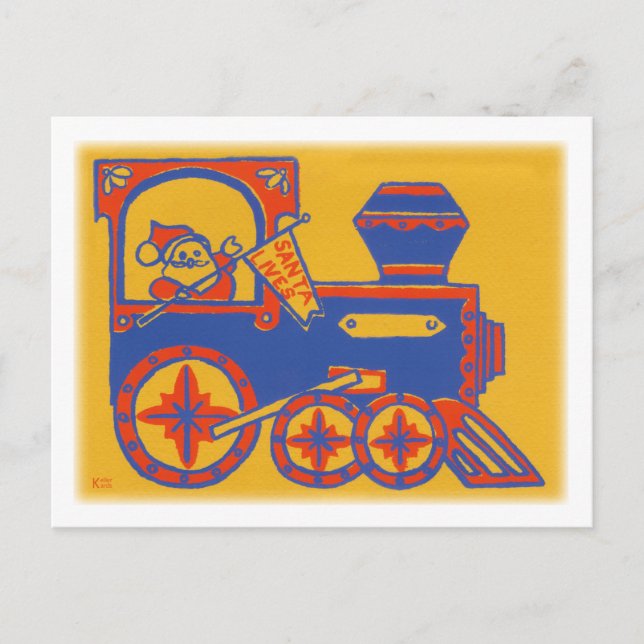 Santa Train Feiertagspostkarte (Vorderseite)