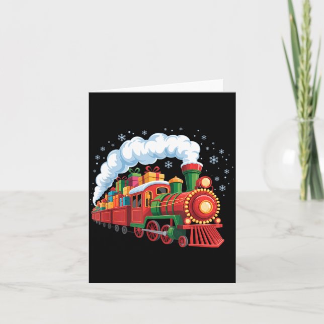 Santa Train Lights Snow Christmas Funny Winter Hol Karte (Vorderseite)