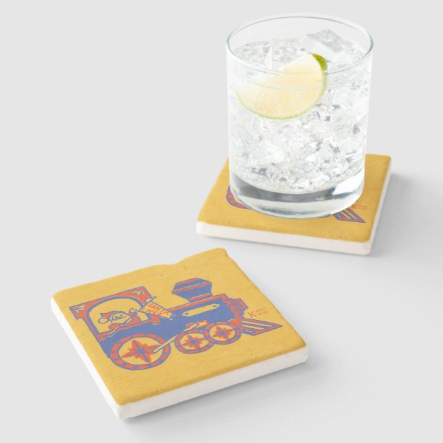 Santa Train Steinuntersetzer (Seitenansicht)