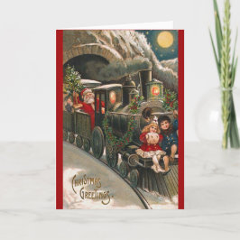 Santa Train Vintage Weihnachtskarte Feiertagskarte