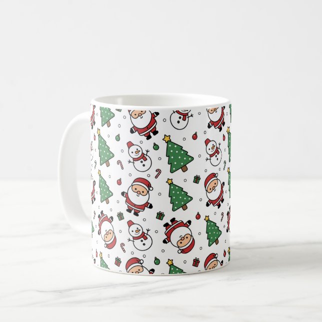 Santa, Tree & Snowman Christmas Mug Kaffeetasse (Vorderseite Links)