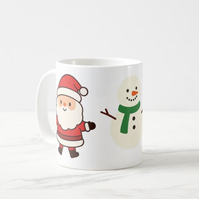 Santa, Tree & Snowman Christmas Mug Kaffeetasse (Vorderseite Links)
