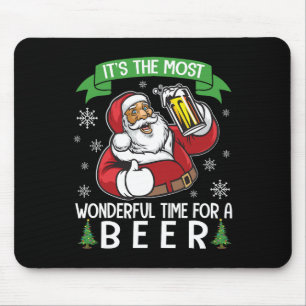 Santa trinkt Bier, es ist die wunderbarste Zeit F Mousepad