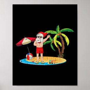 Santa trinkt Weihnachten im Juli Cooler Sommer Tro Poster