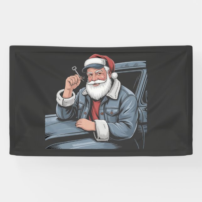 Santa Truck Rigging Funny Truck Driver Christmas   Banner (Horizontal)
