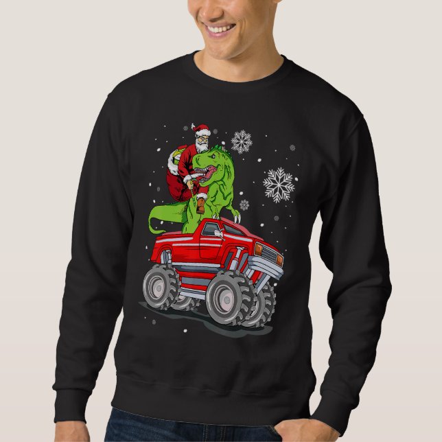 Santa Truck TRex Kids Christmas Dinosaur Rex Boys Sweatshirt (Vorderseite)