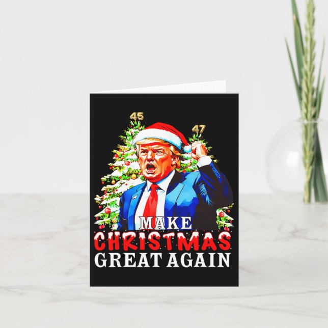 Santa Trump 45-47 Weihnachten Pajamas Make Christm Karte (Vorderseite)