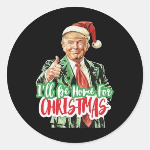 Santa Trump Ich werde zu Weihnachten nach Hause ko Runder Aufkleber
