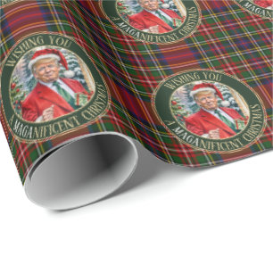 Santa Trump MAGA Christmas Tartan Kariert Geschenkpapier