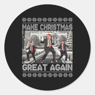 Santa Trump-Tanz macht Weihnachten wieder großarti Runder Aufkleber
