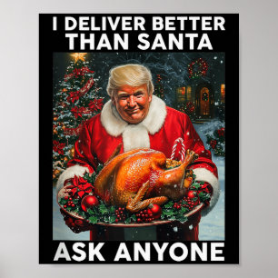 Santa Trump Truthahn Weihnachten Lustige Feier Tan Poster