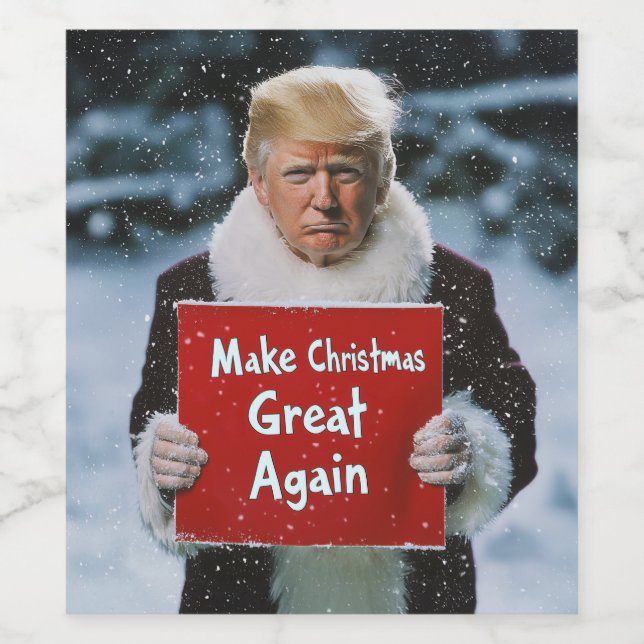 Santa Trump: "Weihnachten wieder großartig machen" Weinetikett (Einzelnes Label)