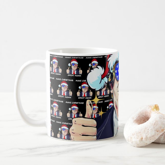 Santa Trump Weihnachten wieder großartig Weihnacht Kaffeetasse (Mit Donut)