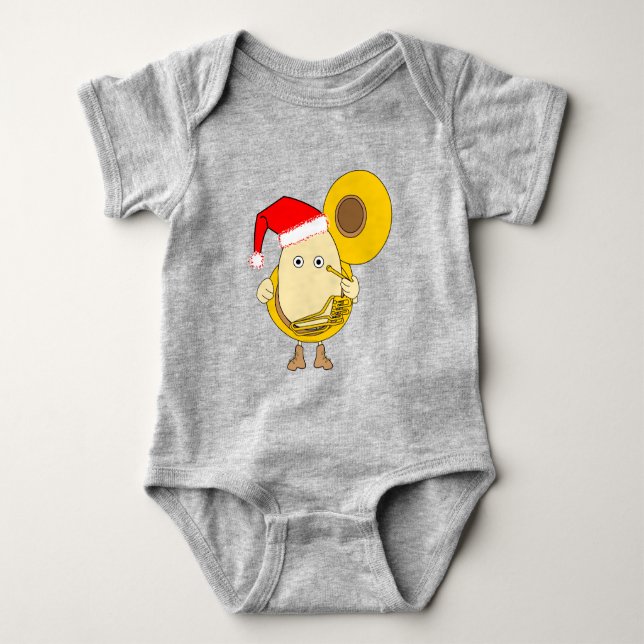 Santa Tuba Player Egghead Baby Strampler (Vorderseite)