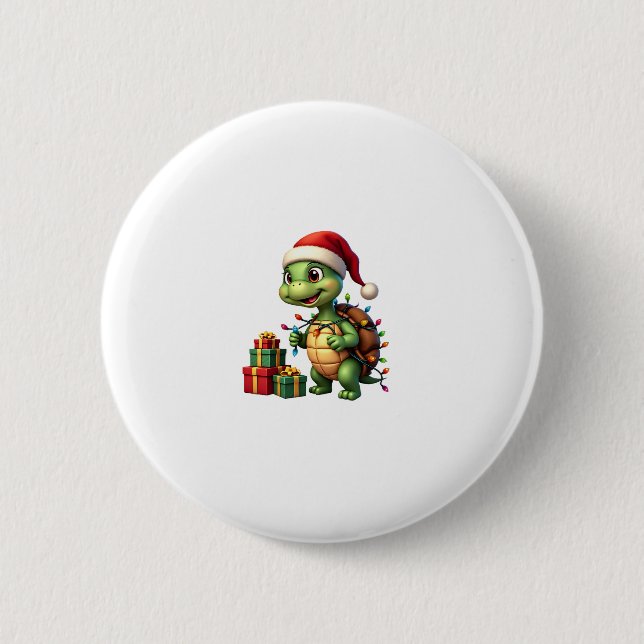 Santa Turtle Christmas Ugly Sweater Funny Holiday  Button (Vorderseite)