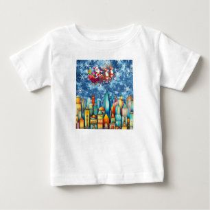 SANTA ÜBER DER STADT BABY T-SHIRT