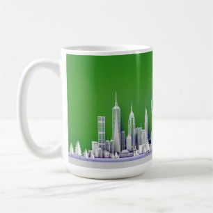 Santa über New York City Weihnachten Grüner Becher Kaffeetasse