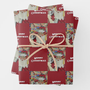 Santa überprüft es zweimal frohe Weihnachten Red. Geschenkpapier Set