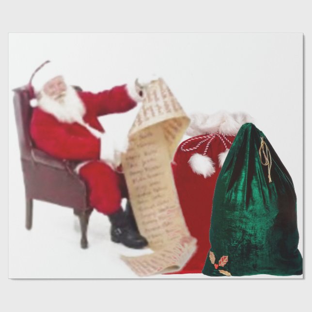 Santa überprüft seine Liste Wrapper Geschenkpapier (Flach)
